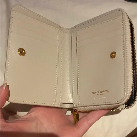 YSL Calfskin Compact Zip Around Wallet Crema Soft - Picture 5 of 6